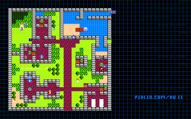 ルプガナの町のマップ画像 ／ FC版ドラゴンクエストII攻略 ─ pidlio.com
