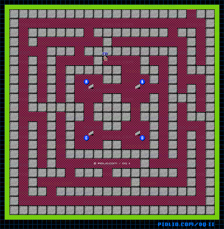 大灯台1Fのマップ画像 ／ FC版ドラゴンクエストII攻略 ─ pidlio.com