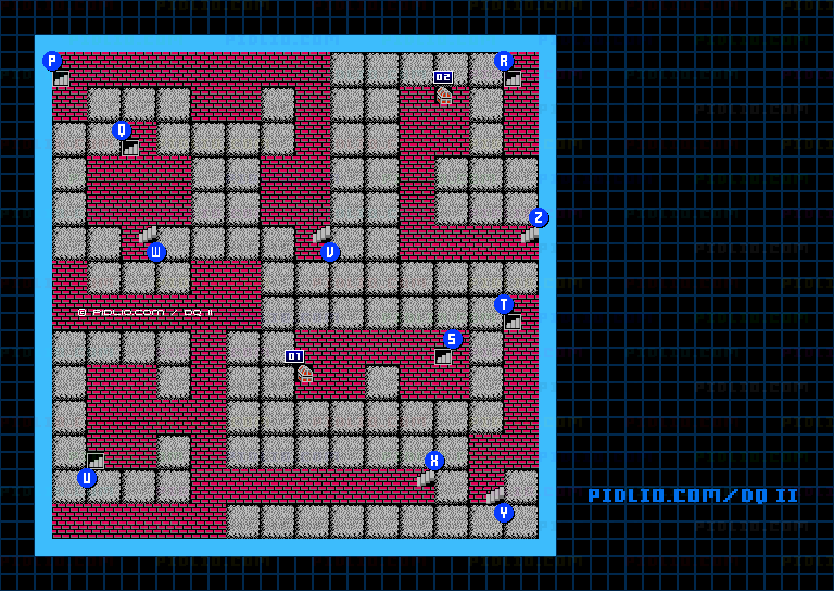 大灯台5Fのマップ画像 ／ FC版ドラゴンクエストII攻略 ─ pidlio.com