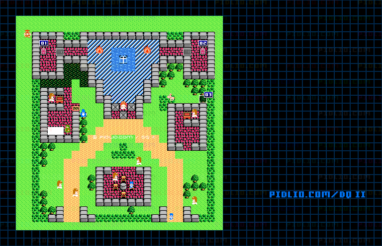 ザハンの町のマップ画像 ／ FC版ドラゴンクエストII攻略 ─ pidlio.com