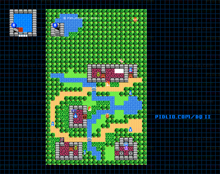 テパの村のマップ画像 ／ FC版ドラゴンクエストII攻略 ─ pidlio.com