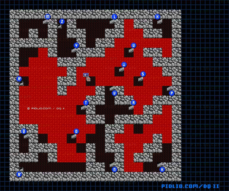 海底の洞窟B4のマップ画像 ／ FC版ドラゴンクエストII攻略 ─ pidlio.com