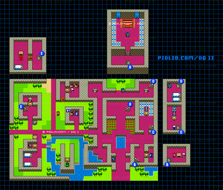 ラダトームの城のマップ画像 ／ GB版ドラゴンクエストII攻略 ─ pidlio.com