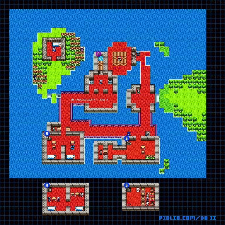 ベラヌールの町のマップ画像 ／ GB版ドラゴンクエストII攻略 ─ pidlio.com