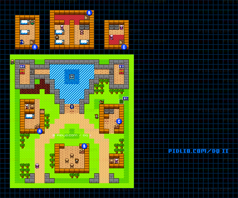 ザハンの町のマップ画像 ／ GB版ドラゴンクエストII攻略 ─ pidlio.com