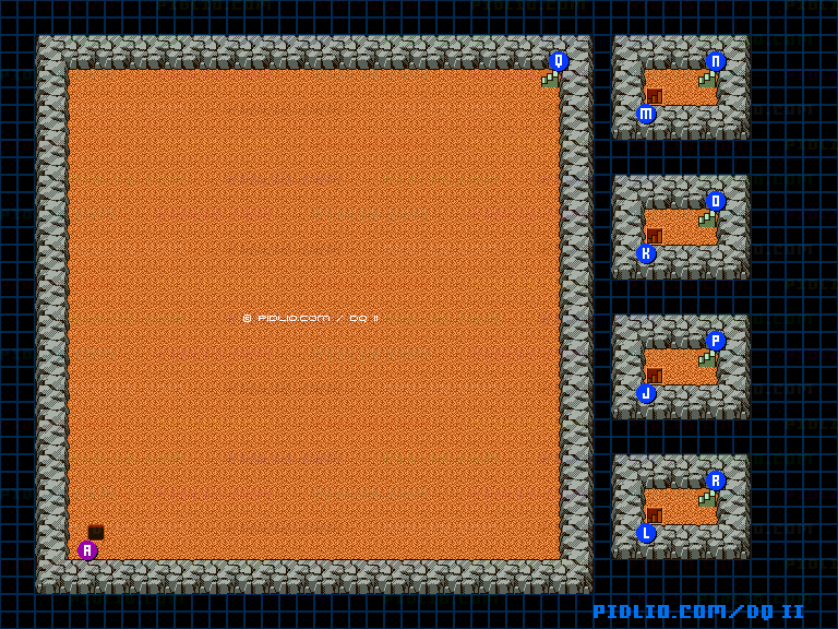 ロンダルキアの洞窟4Fのマップ画像 ／ GB版ドラゴンクエストII攻略 ─ pidlio.com