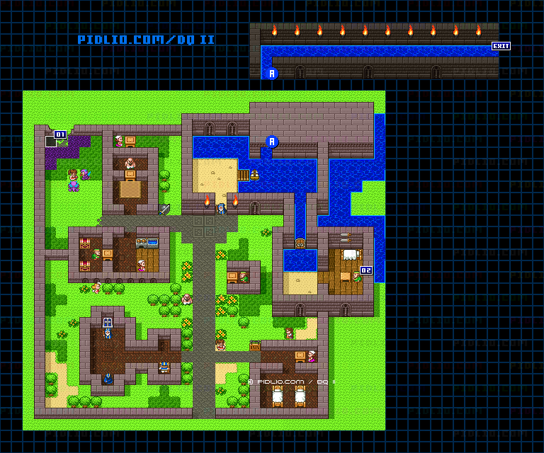 ルプガナの町のマップ画像 ／ SFC版ドラゴンクエストII攻略 ─ pidlio.com