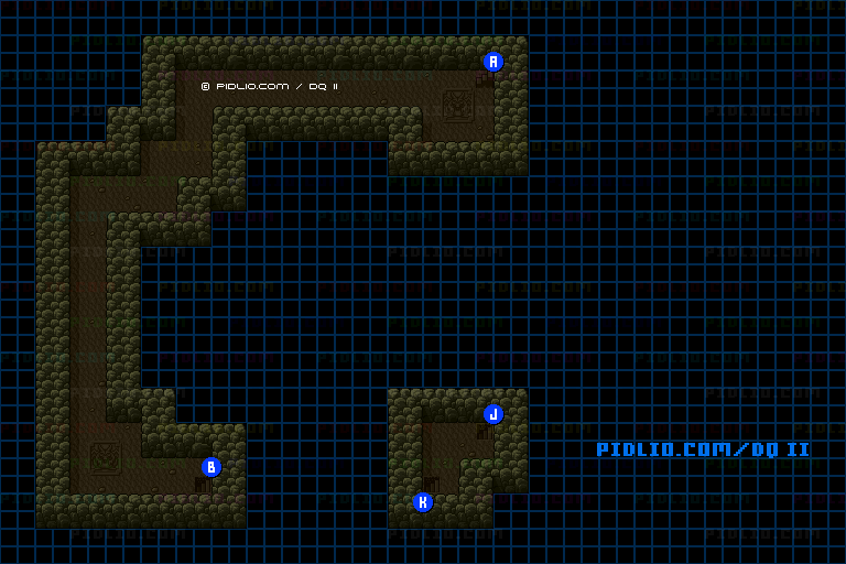 竜王の城B1のマップ画像 ／ SFC版ドラゴンクエストII攻略 ─ pidlio.com