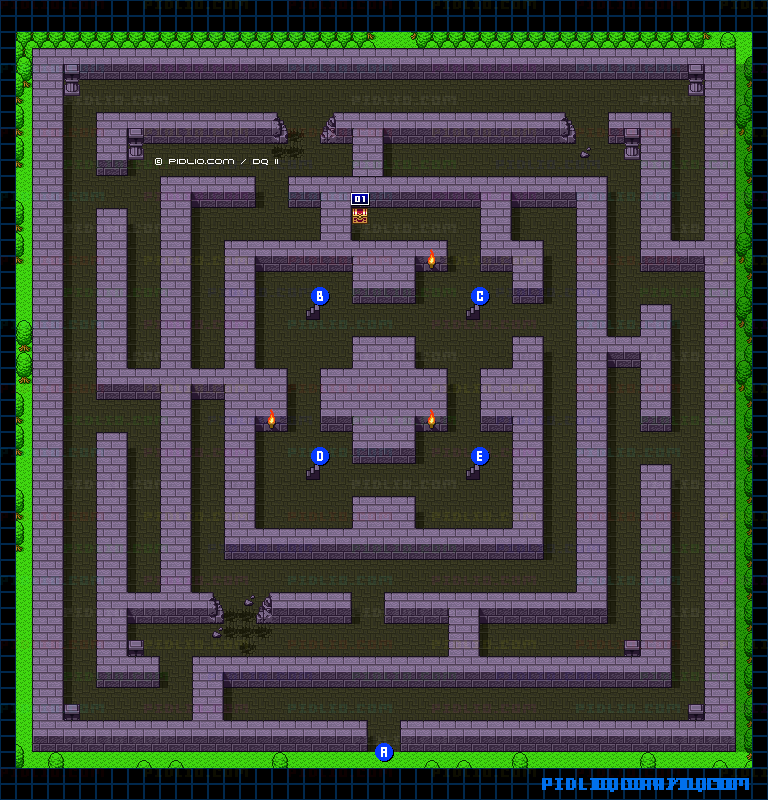 大灯台1Fのマップ画像 ／ SFC版ドラゴンクエストII攻略 ─ pidlio.com