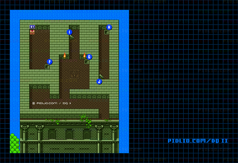 満月の塔3Fのマップ画像 ／ SFC版ドラゴンクエストII攻略 ─ pidlio.com