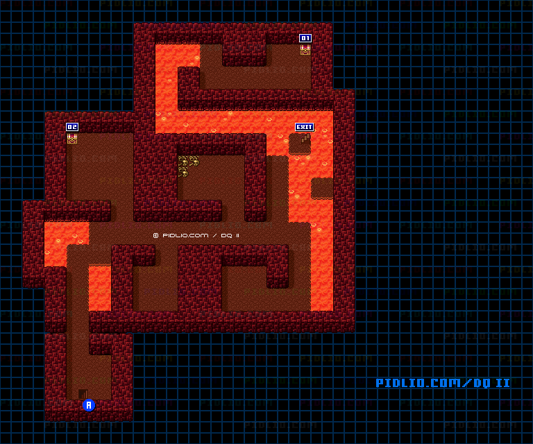 海底の洞窟B1のマップ画像 ／ SFC版ドラゴンクエストII攻略 ─ pidlio.com