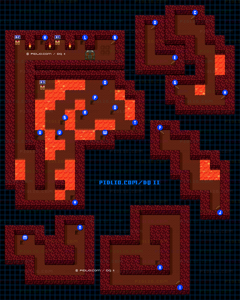 海底の洞窟B3のマップ画像 ／ SFC版ドラゴンクエストII攻略 ─ pidlio.com