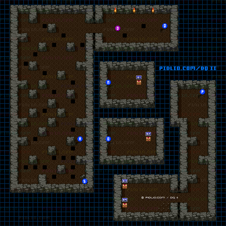 ロンダルキアの洞窟5Fのマップ画像 ／ SFC版ドラゴンクエストII攻略 ─ pidlio.com